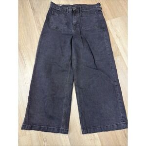 Gap High Rise Stride Ankle Jeans Size 12/31 Wide Leg Black Denim